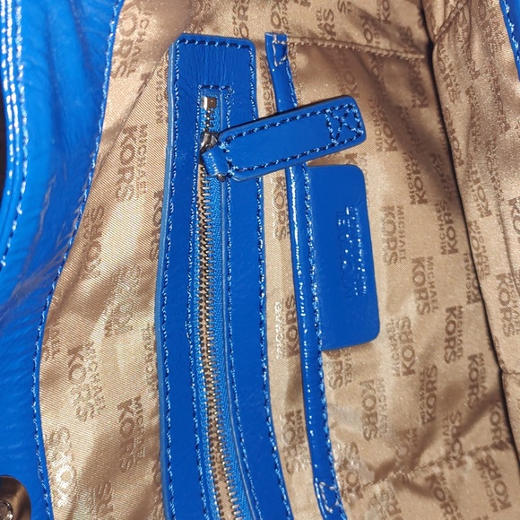 Michael Kors Blue Patent Leather Astor Bedford Work Tote Satchel - Picture 3 of 4